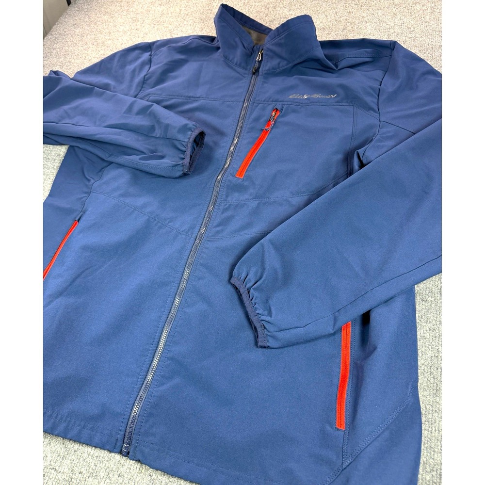 Eddie Bauer Men's Softshell Jacket XL Blue/Orange Full Zip Zipped Pockets